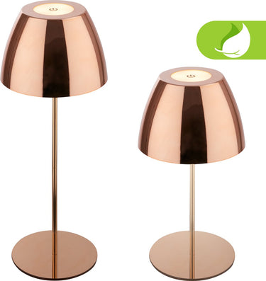 Briloner serina - snoerloze led tafellamp ip44 - 7522013 - dimbaar - touch - spatwaterdicht - snoerloos - verwisselbare batterij en lichtbron - ø13,5 x 36 cm - koperkleur