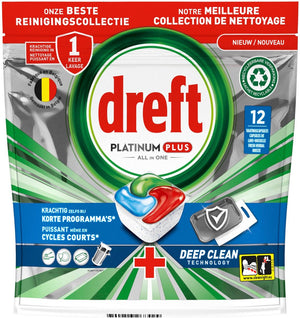 Dreft platinum plus vaatwastabletten deep clean (12 tabletten)