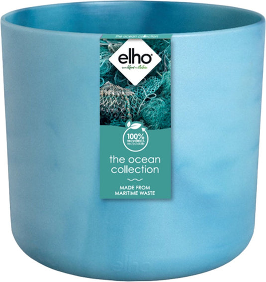 Elho the ocean collection round 16 - bloempot voor binnen - gemaakt met zeeafval - ø 16 x h 15 cm - atlantisch blauw