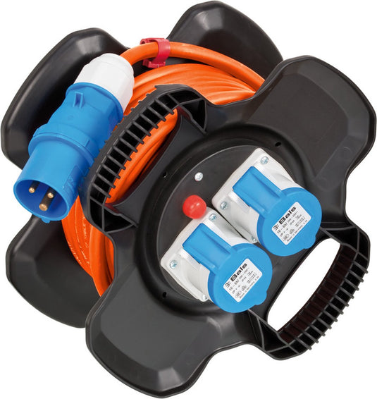 Brennenstuhl cee kabelhaspel x-gum camping kabelhaspel met 10m kabel in oranje (kabelhaspel met 2 cee stopcontacten + 3 contactdozen, voor permanent gebruik buitenshuis, made in germany)