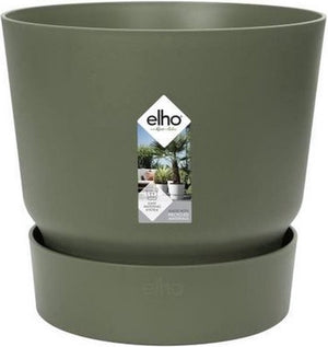 Elho greenville rond 47 - grote bloempot voor buiten met waterreservoir - 100% gerecycled plastic - ø 47 x h 44 cm - blad groen