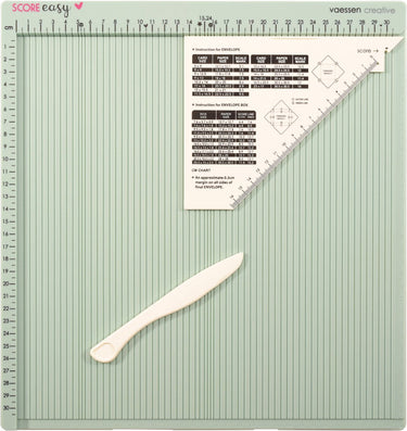 Vaessen creative rilbord - score easy - 30,5 x 30,5 cm - met vouwbeen en liniaal - in cm - mint