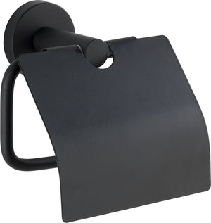 Wenko toiletrolhouder met klep bosio rvs zwart mat - wc rolhouder