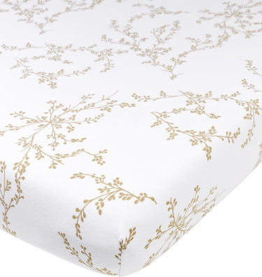 Meyco baby branches hoeslaken junior bed - sand - 70x140 150cm