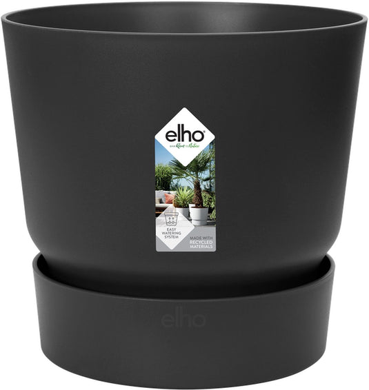 Elho greenville rond 55 - grote bloempot voor buiten met waterreservoir - 100% gerecycled plastic - ø 55 x h 50 cm - living black