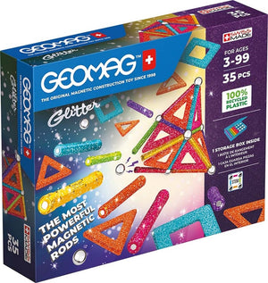 Geomag classic glitter panels recycled - magnetisch constructiespeelgoed met glitterpanelen - 35-delig