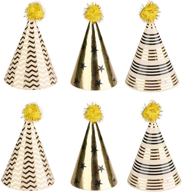 Partycasa party casa feesthoedjes - 6 stuks - verjaardag hoofddeksels - party hat set - papieren feesthoeden - kinderfeestje accessoires