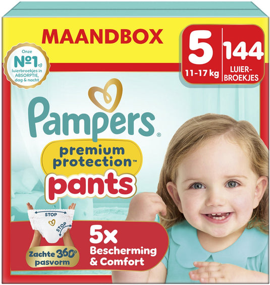Pampers premium protection pants maat 5 maandbox - 144 luierbroekjes - 11kg-17kg - maandbox
