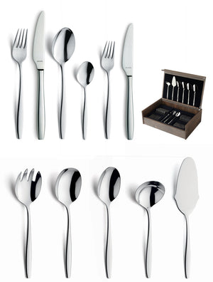 Amefa florence 78-delige bestekset – 12 personen –zilver – in luxe houten cassette-hoogwaardig 18 10 chroomnikkelstaal