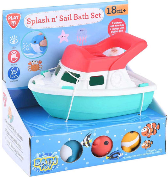 Playgo badspeelgoed boot met spuitfiguurtjes voor sensorisch spel.