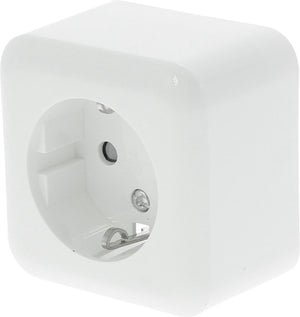 Q-link - wandcontactdoos - opbouw - 1-voudig stopcontact - randaarde - kinderbeveiliging - polarwit