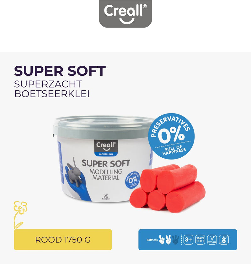 Chargez l'image dans la visionneuse de la galerie, Creall supersoft klei rood, 1750gr.

