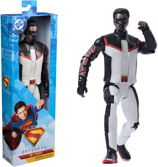 Dc comics , superman mr terrific superhelden actiefiguur van 30 cm, kinderspeelgoed, fantasiespel