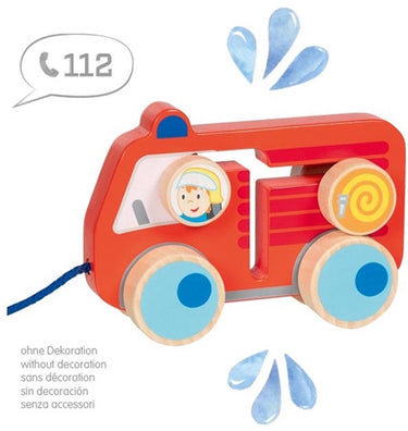 Goki houten trekfiguur brandweer 112