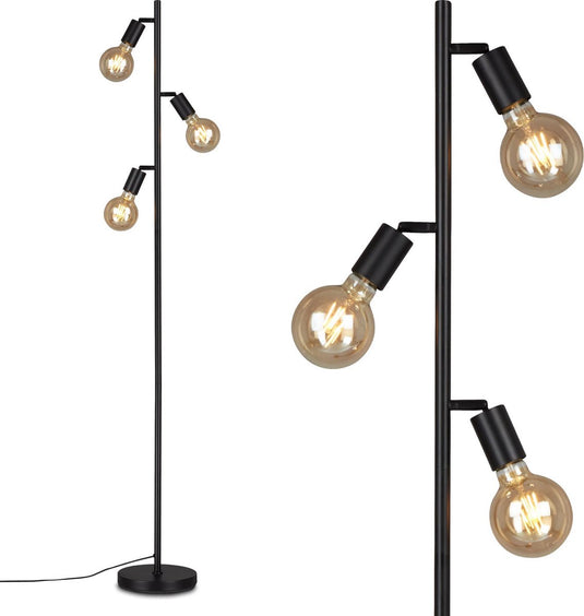 Briloner - vloerlamp - e27 fitting - zwart - metaalen staande lamp - h: 160cm