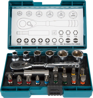 Makita b-54081 21-delige schroefbitset met ratel