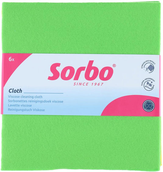 Sorbo nettes - groene schoonmaakdoeken - set van 6 stuks - 38x38 cm - absorberend en wasbaar