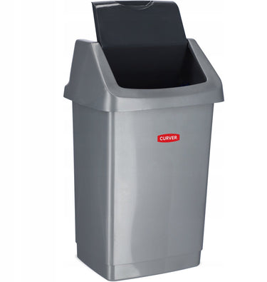 Curver click-it multifunctionele afvalemmer, mand van kunststof, zilver, 50 liter