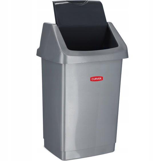 Curver click-it multifunctionele afvalemmer, mand van kunststof, zilver, 50 liter