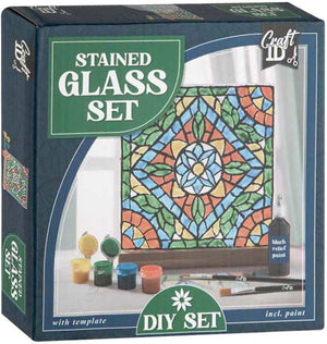 Creative craft group tegel schilderen glas in lood - incl. 4 verfkleuren 2 kwasten