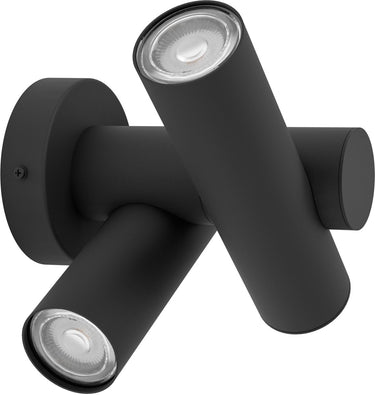 Eglo fossignano wandlamp buiten - led - 25.3 cm - zwart helder - kantelbaar