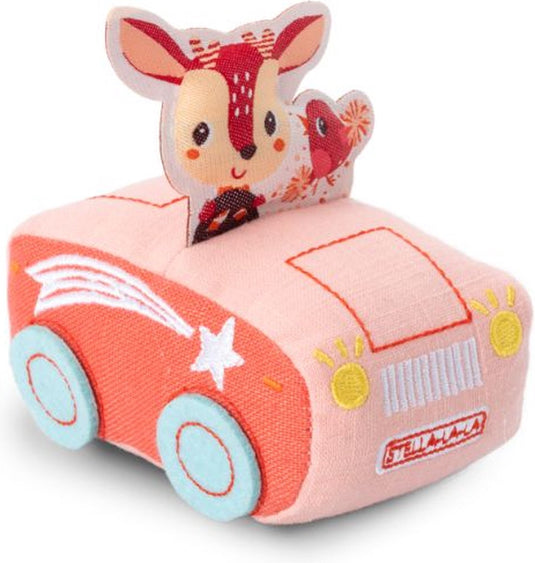 Lilliputiens - pullback auto stella - deze zachte auto is ideaal voor kleine handjes - even achteruittrekken en hop, de auto vertrekt - geschikt vanaf 18 maanden