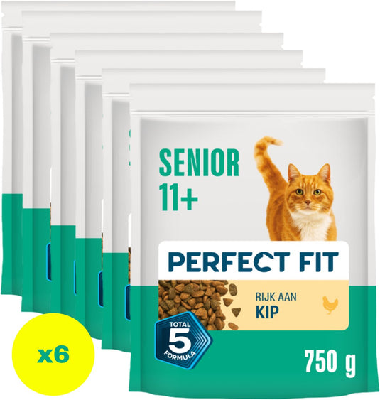 Perfect fit kattenbrokken - senior 11+ - kip - 6x750g