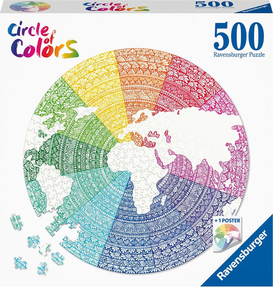 Ravensburger round puzzle circle of colors mandala - legpuzzel - 500 stukjes