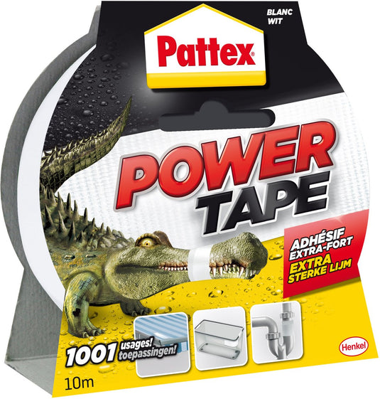 Pattex power tape 10 m wit | power duct tape voor universeel gebruik | waterdichte extreem sterk | premium grip ducktape.