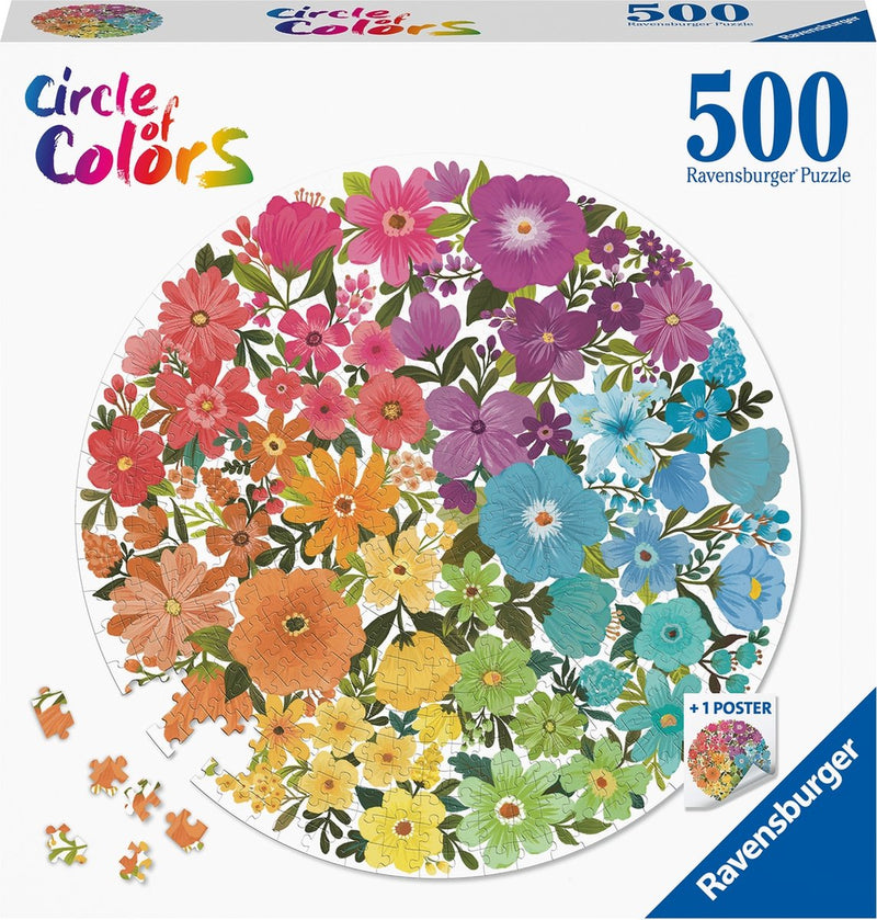 Afbeelding laden in galerijviewer, Ravensburger round puzzle circle of colors flowers - legpuzzel - 500 stukjes
