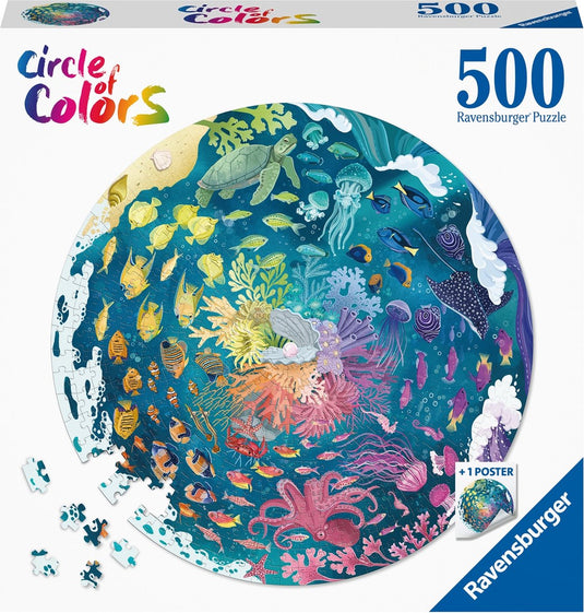 Ravensburger round puzzle circle of colors ocean and submarine - legpuzzel - 500 stukjes