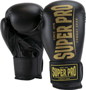 Super pro combat gear champ se (kick)bokshandschoenen zwart goud 8oz