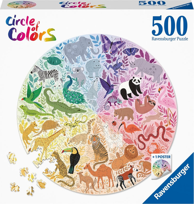 Afbeelding laden in galerijviewer, Ravensburger round puzzle circle of colors animals - legpuzzel - 500 stukjes
