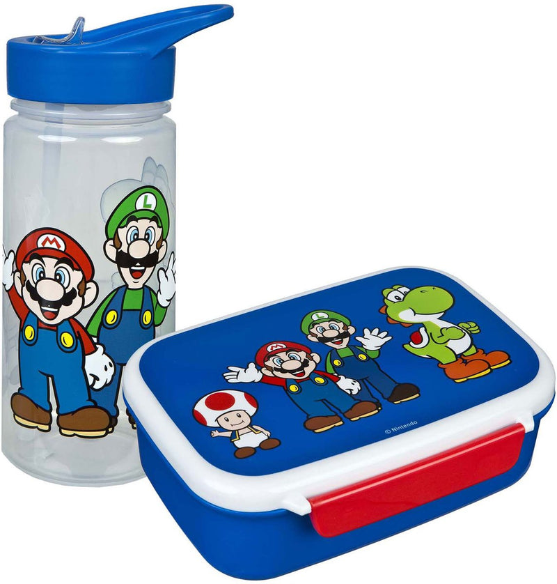 Chargez l'image dans la visionneuse de la galerie, Super mario lunchset - lunchbox - drinkfles - blauw - lunchbox kinderen
