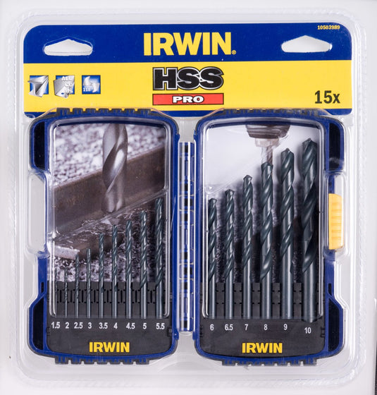 Irwin hss pro serie - boorset voor metaal - 1,0-13,0 mm - voldoet aan din 338 norm - snelle boorsnelheid