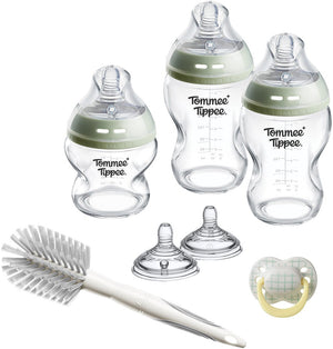 Tommee tippee glazen natural start babyflessen en spenen startersset - flessen van 150 ml en 250 ml voor pasgeboren baby's - 0m+