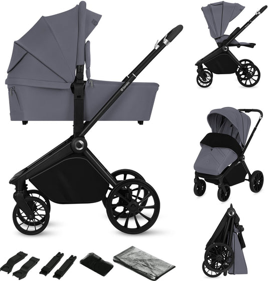 Lionelo mika plus - kinderwagen 2in1 - xxl set - veelzijdig en jaarrond - grote wielen - tot 22kg - bediening met een hand - voor alle soorten terrein - accessoireset