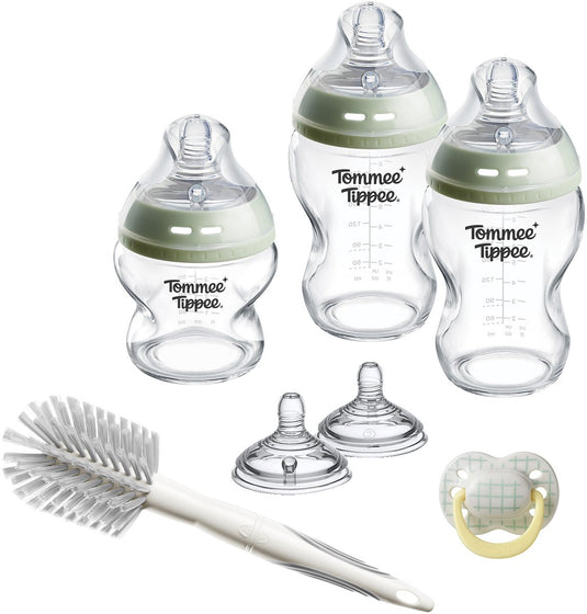 Tommee tippee glazen natural start babyflessen en spenen startersset - flessen van 150 ml en 250 ml voor pasgeboren baby's - 0m+