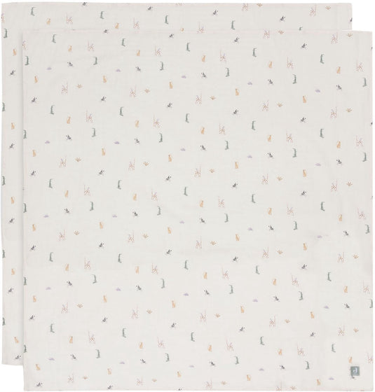 Jollein - hydrofiele doek large 115x115cm - inbakerdoek - zacht katoen - 2 stuks - jungle jambo