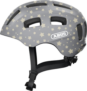 Abus fietshelm youn-i 2.0 - met licht voor kinderen, tieners en jongvolwassenen - voor meisjes en jongens - grijs met sterrenpatroon, maat s