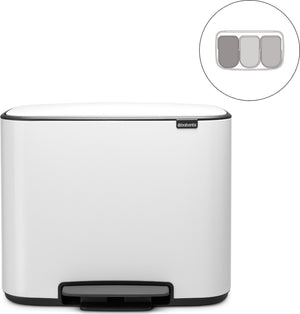 Brabantia bo prullenbak - 3 x 11 liter - afvalscheiding - white