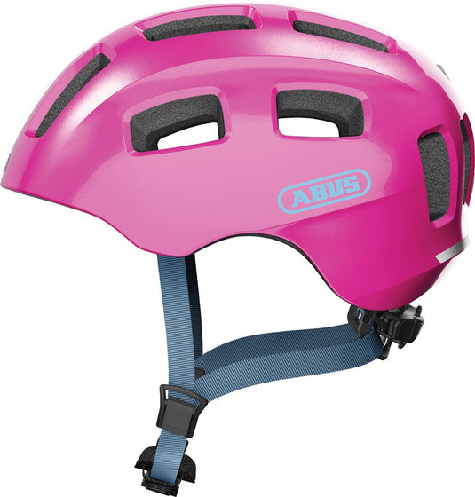 Abus fietshelm youn-i 2.0 - met licht voor kinderen, tieners en jongvolwassenen - voor meisjes en jongens - roze (glanzend), maat m