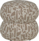 Woood anic poef - polyester - grafisch patroon - zand - 40x43x43