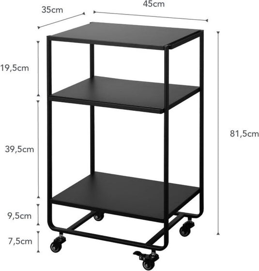 Yamazaki keukentrolley - 3 niveaus - tower - zwart