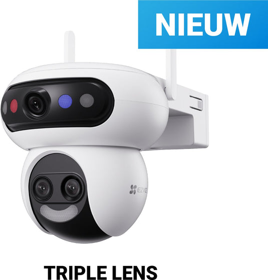 Ezviz h90f slimme beveiligingscamera - wifi camera buiten - 3k triple lens - werkt met google assistant alexa - persoonsdetectie nachtzicht - wit
