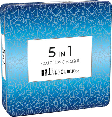 Tactic 5 in 1 hout - schaken - dammen - tic tac toe - backgammon en domino