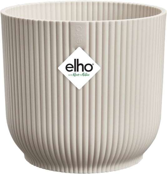 Elho vibes fold rond 14 - bloempot voor binnen - 100% gerecycled plastic - ø 14.1 x h 12.9 cm - linnen wit
