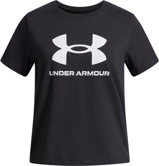 Under armour ua big logo ss unisex sportshirt - zwart - wit