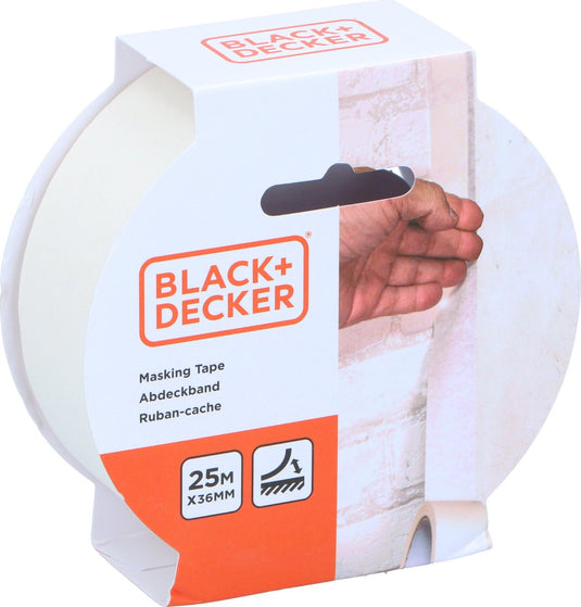 Black+decker black decker afplaktape schilderstape - wit - 36mm x 25m - voor binnen buiten