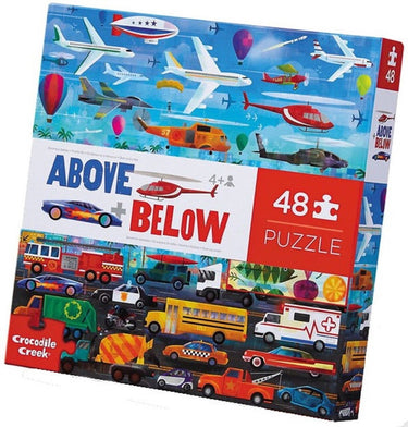 Crocodile creek | above + below puzzel, 48 stuks - voertuigen
